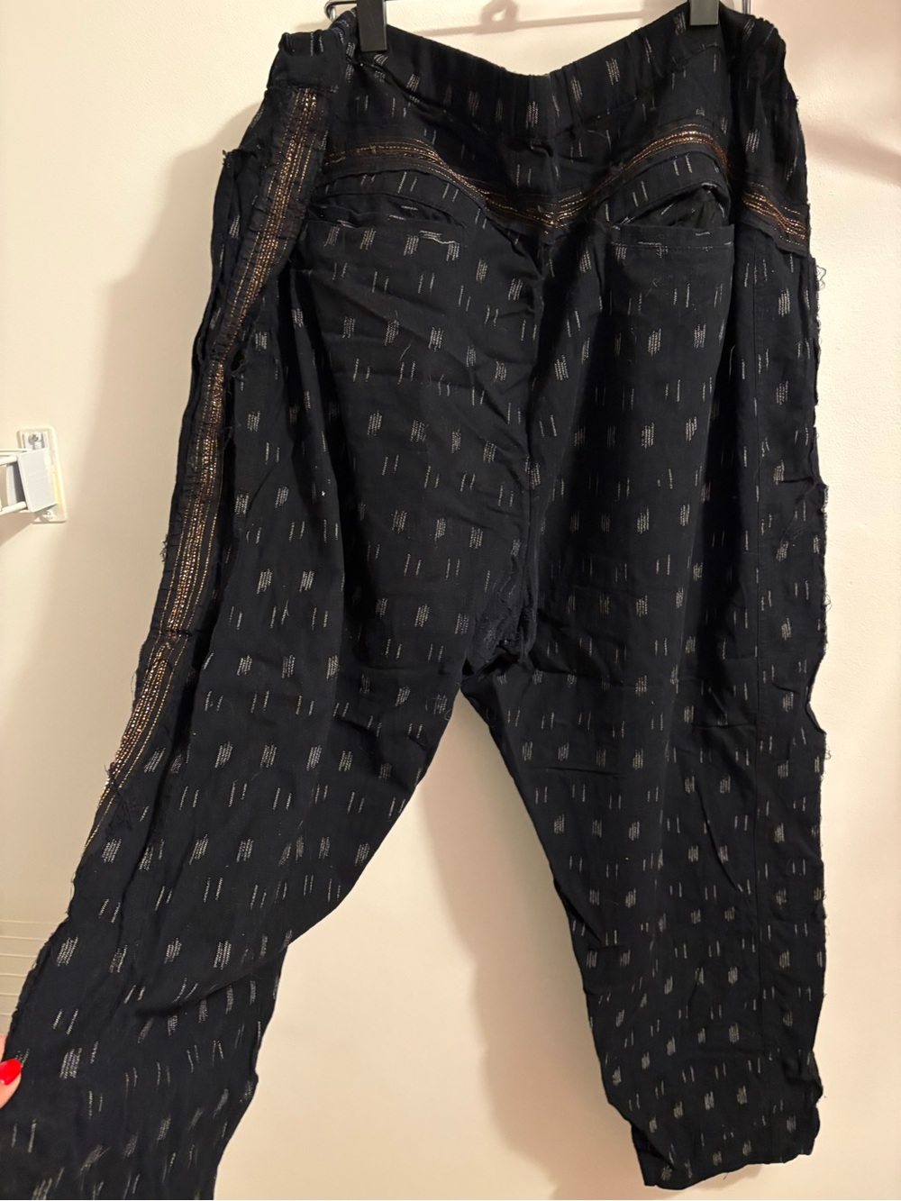 Anthropologie Black Jogger Pants with Metallic Bronze Trim